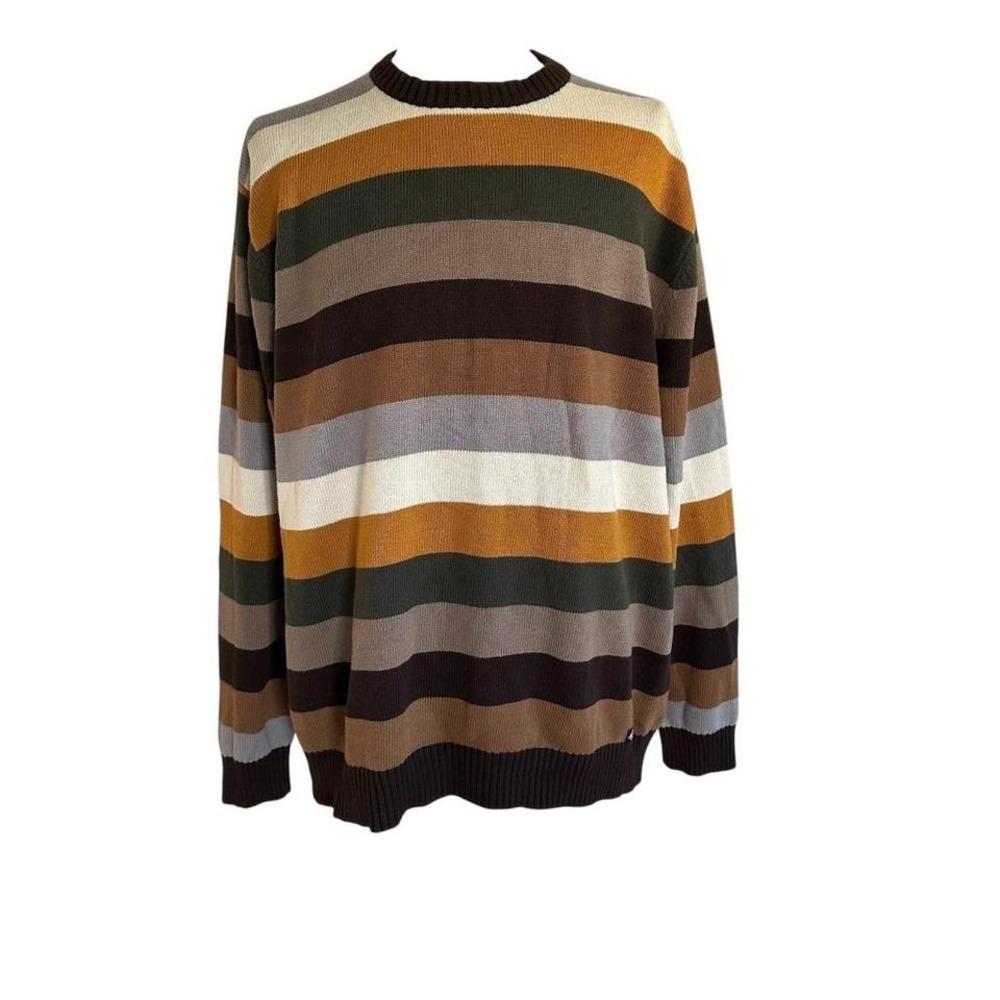 Dickies‎ Earth Tone Horizontal Striped Sweater Vintage Y2K Style